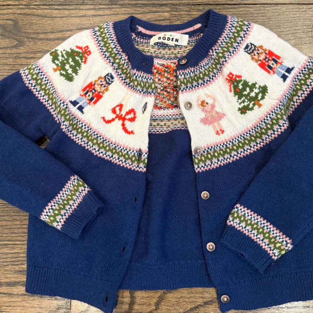 Mini Boden Blue Festive Kids Sweater